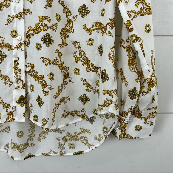 NEW L’AGENCE XS Holly Slim Long Sleeve Blouse Ivory Gold - Picture 4 of 14